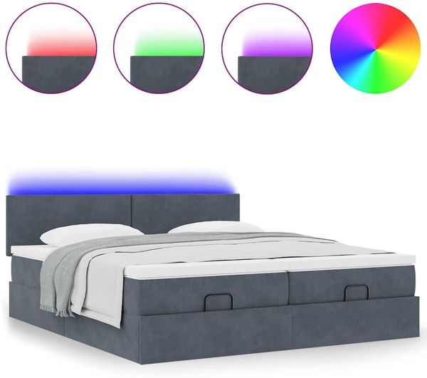 vidaXL Ottoman-Bett mit Matratzen & LEDs Dunkelgrau 180x200 cm Samt 3312906 Bild 5