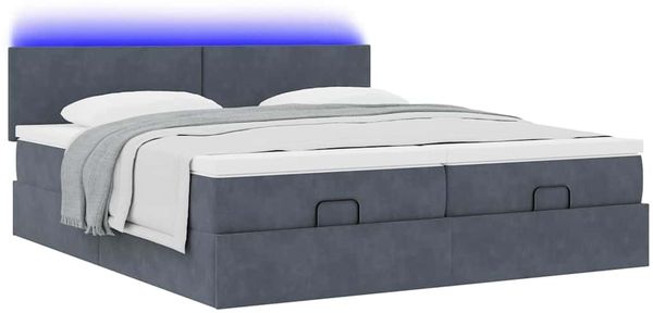 vidaXL Ottoman-Bett mit Matratzen & LEDs Dunkelgrau 180x200 cm Samt 3312906 Bild 6