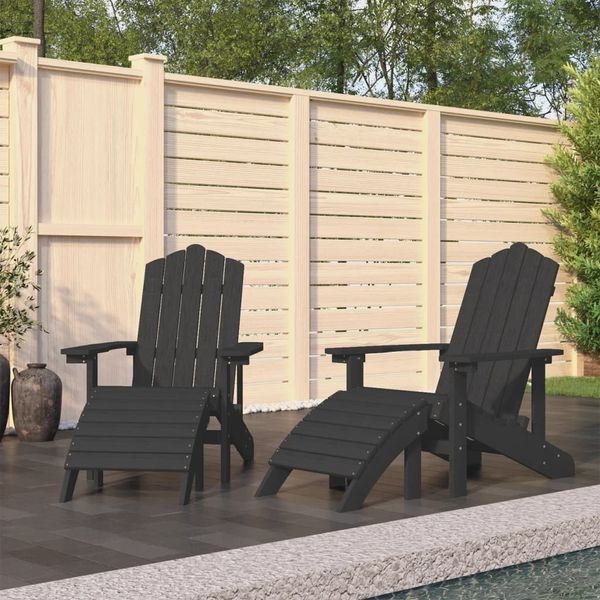 vidaXL Adirondack-Gartenstühle 2 Stk. mit Hockern HDPE Weiß 3095697