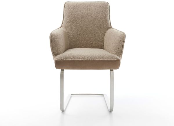 Freischwinger Heira-Flex mit Armlehnen Materialmix Schlamm Freischwinger flach Edelstahl Taschenfederkern Bild 2