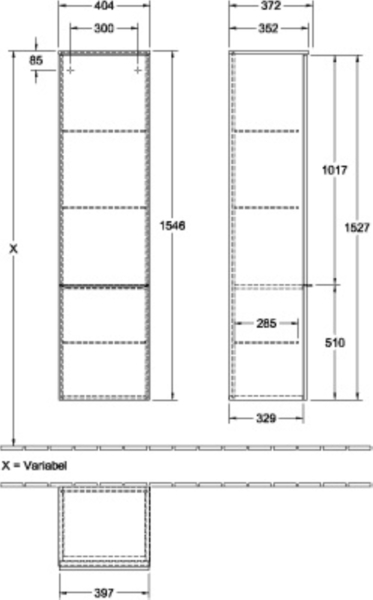 VILLEROY & BOCH VENTICELLO Hochschrank 40 cm, Weiß, Griff Chrom, Türanschlag links Bild 2