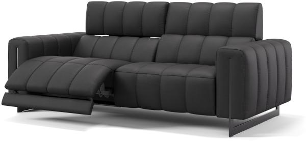 Sofanella 3-Sitzer Veneto Ledersofa elektrisch verstellbar in Schwarz