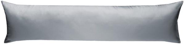 Mako Satin Seitenschläferkissen Bezug uni / einfarbig grau 40x200 cm