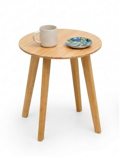 HOOZ Beistelltisch Bambus Sofatisch rund Natur-Design – Couchtisch Set Wohnzimmer Ø 42cm (Einzelteil, 1-St, bestehend aus einem Kaffeetisch), Stilvoller Satztisch aus Bambus für Wohnzimmer und Schlafzimmer