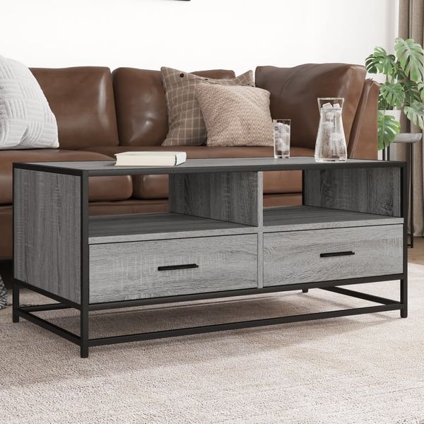 vidaXL Couchtisch Grau Sonoma 100x50x45 cm Holzwerkstoff und Metall 848787