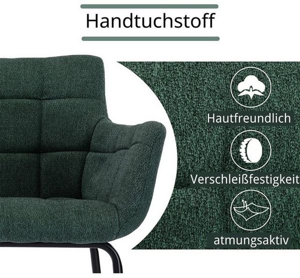 WAHSON OFFICE CHAIRS Barhocker 2 St Barstuhl aus Handtuchstoff, Tresenhocker mit Metallbeinen Bild 4