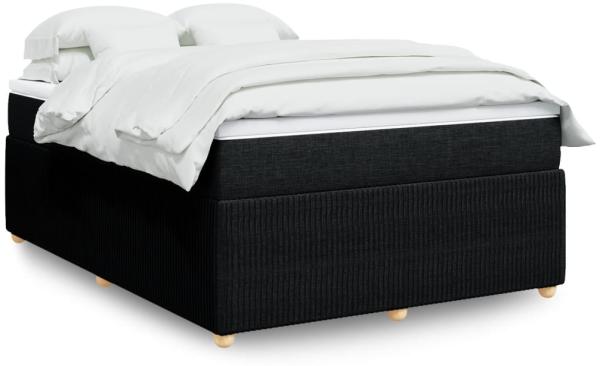 vidaXL Boxspringbett mit Matratze Schwarz 160x200 cm Stoff 3285583