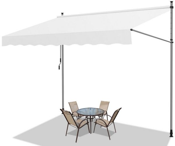 Clanmacy Klemmmarkise Klemmmarkise Balkonmarkise 250cm mit Handkurbel ohne Bohren Creme