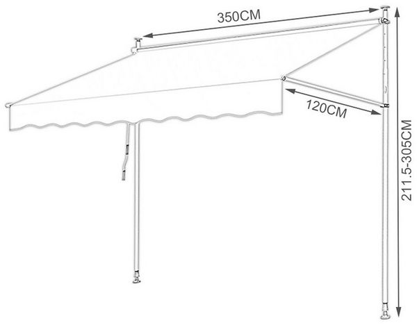 Clanmacy Klemmmarkise Klemmmarkise Balkonmarkise 250cm mit Handkurbel ohne Bohren Creme Bild 2