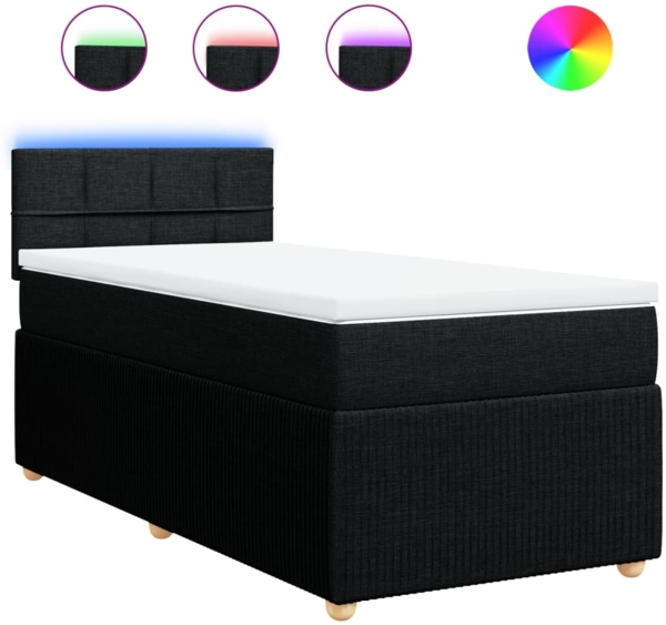 vidaXL Boxspringbett mit Matratze Schwarz 80x200 cm Stoff 3289585