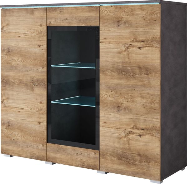 Home affaire Highboard Vera, Highboard mit 4 Türen, 9 Fächern, verglasten Türen