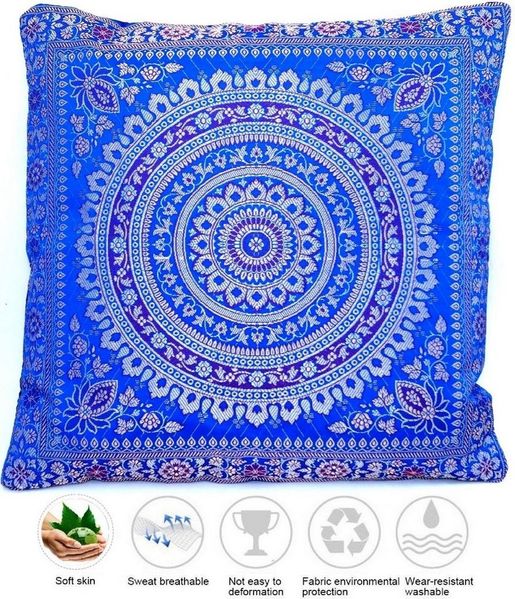 Ruwado Kissenbezug - Handgefertigt Dekokissen aus Indische Banarasi Seide - 40cmx40cm, "Handgewebt und Handgenäht aus Indien"