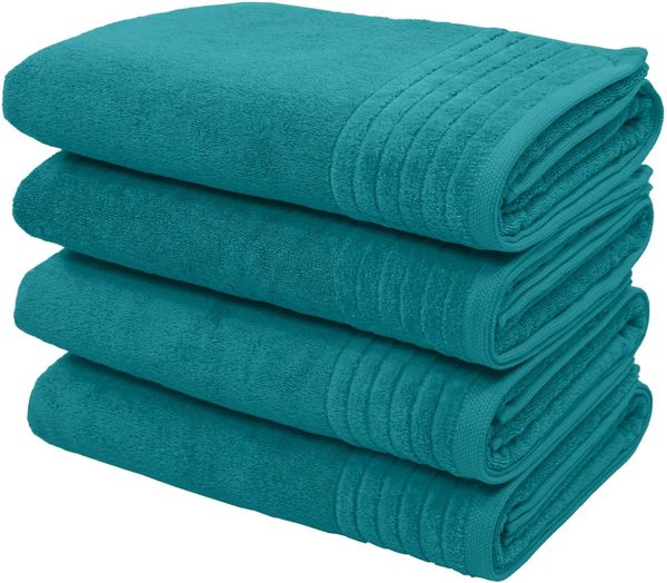 OTTO home Duschtücher Sanremo Premium, Premium Handtücher, 600 gr/m², 70x140cm, Frottier (Set, 4-St), mit Bordüre, flauschig und weich, dicke Qualität, 5 Jahre Garantie