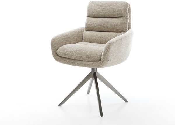 Drehstuhl Abelia-Flex mit Armlehnen Webstoff Soft Beige Kreuzgestell breit Graphit 360° drehbar Wippfunktion