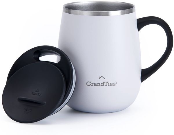 Grandties Isolierter Kaffeebecher mit Schiebedeckel, 460 ml, Pearl