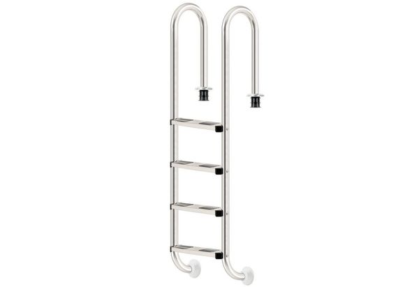 Zelsius Poolleiter Edelstahl Poolleiter mit 4 Stufen, 50,2 x 36,5 x 183 cm, Pool Einstieg