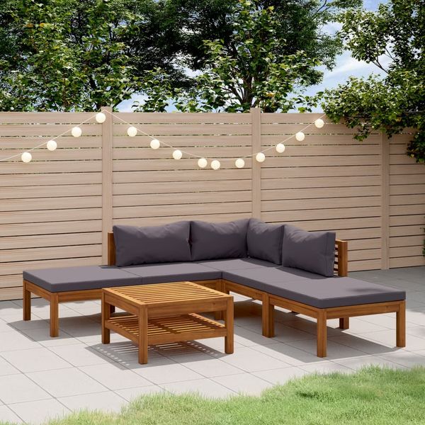 vidaXL 6-tlg. Garten-Lounge-Set mit Auflage Massivholz Akazie 3086892