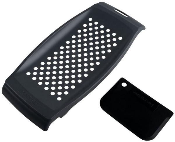 Fackelmann Spätzlereibe mit Teigschaber, Spätzlehobel aus Kunststoff, Spätzlepresse mit Teigkarte