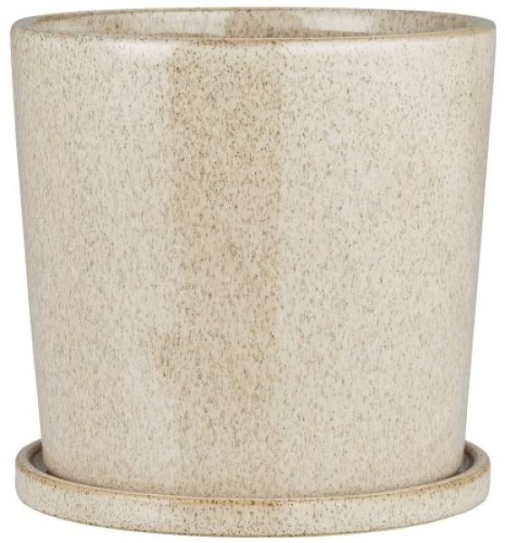 Ib Laursen Topf glasiert mit Untersetzer Saga Creme (14x14,5 cm) (2-teilig) 13803-01