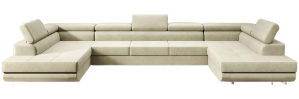 Designer Sofa Taormina mit Schlaf- und Klappfunktion Samt Sand