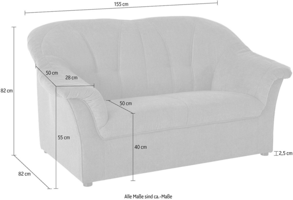 DOMO collection 2-Sitzer Pegnitz für kleine Räume, Breite 155cm, zeitlos, elegante Armlehnen, komfortabel Bild 3