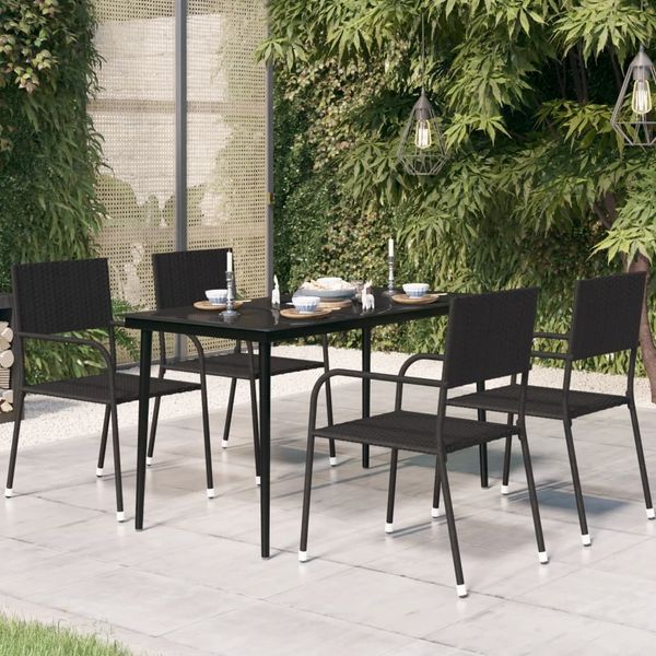 Garten-Esstisch | Gartentisch Schwarz 140x70x74 cm Stahl und Glas SH102