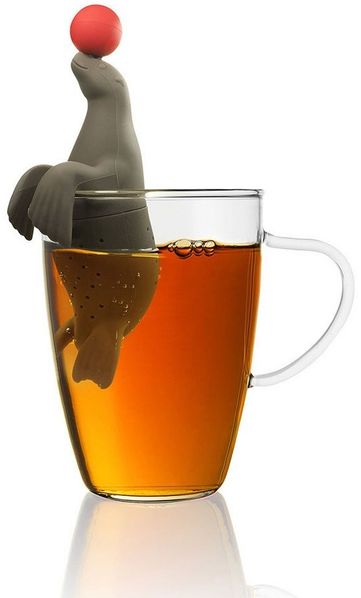 WestCraft Teesieb Cute Animal Tee-Sieb, Tee Ei, Tea Infuser, Teekugel Silikon Seelöwe, Silikon, (1-St), Lustige Tee-Ei-Tier-Figuren, Zur Zubereitung von 1 Tasse losen Tee
