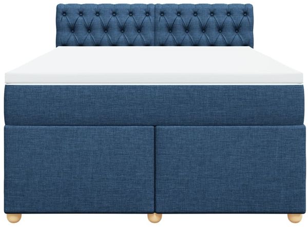 vidaXL Boxspringbett mit Matratze Blau 140x200 cm Stoff 3289016 Bild 6