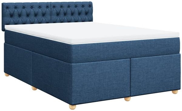 vidaXL Boxspringbett mit Matratze Blau 140x200 cm Stoff 3289016 Bild 3