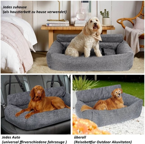CALIYO Hunde-Autositz 2-in-1 Autositz und Bett für Hunde, Hundesitz, hochwertigem Oxford-Tuch und Polypropylen-Gewebe, geeignet für alle Arten von Autos, multifunktionales Hundebett Bild 4