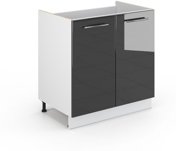 Spülenunterschrank Fame-Line Anthrazit Hochglanz 80 cm ohne Arbeitsplatte Vicco