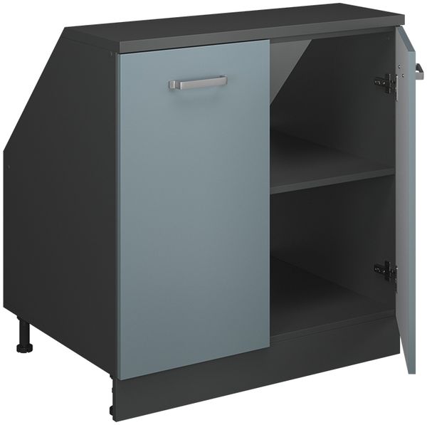 Dachschrägenschrank Rion Blau-Grau 80 x 81.6 cm mit 2 Türen, Schrankkorpus 60 cm Tiefe Vicco Bild 4