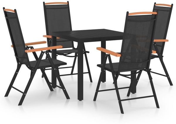 vidaXL 5-tlg. Garten-Essgruppe Aluminium Schwarz 3070625