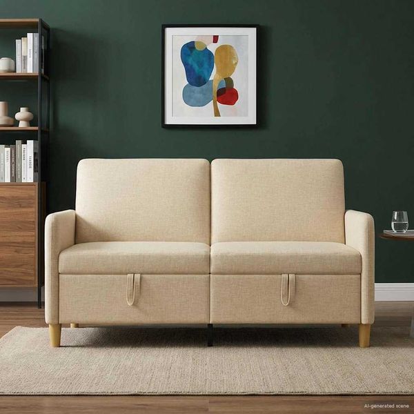 vidaXL Sofa mit Stauraum Creme 152 x 78 x 87 cm Polyester 42036926
