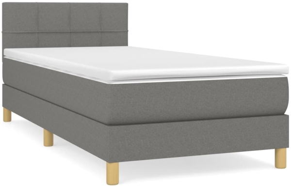 vidaXL Boxspringbett mit Matratze Dunkelgrau 100x200 cm Stoff 3140594