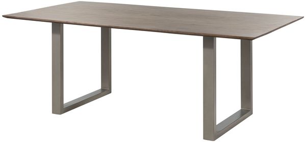 Esstisch Akazie 180x90 grau lackiert / U-Beine silber matt SWISS EDGE