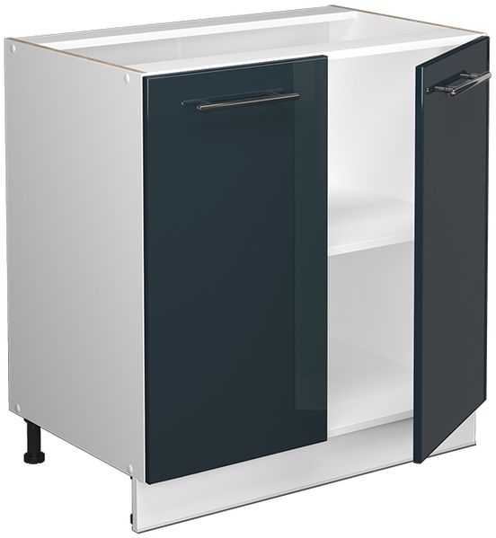 Spülenunterschrank Fame-Line Dunkelblau Hochglanz 80 cm mit Regal, AP Marmor Vicco Bild 4