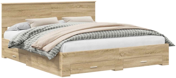 vidaXL Bettrahmen mit Kopfteil Sonoma-Eiche 180x200 cm Holzwerkstoff 3410863