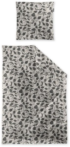 Irisette Feinbiber Bettwäsche Koala 135x200 Blätter silber grau natur 8588-11