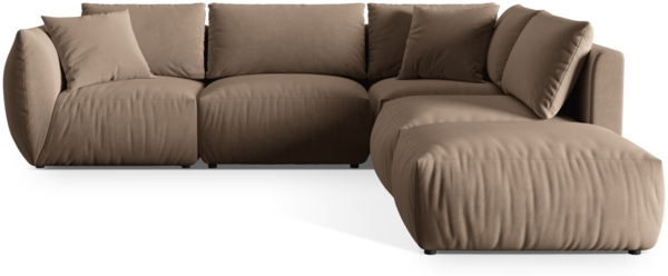 Micadoni Modulares Ecksofa Chris 4-Sitzer Rechts Samt Hellbraun