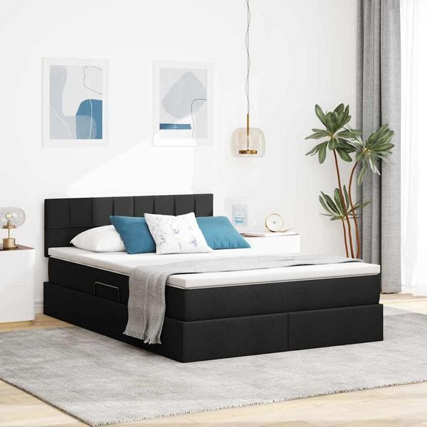 vidaXL Aufbewahrungsbett mit Matratze Schwarz 140 x 190 cm 3370508
