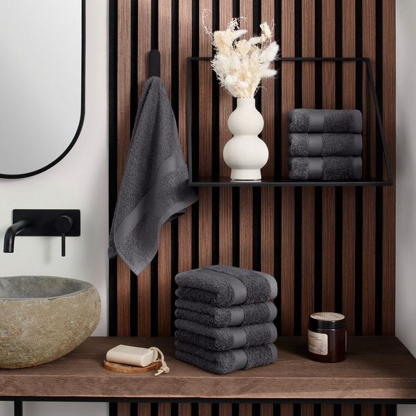 OTTO home Gästehandtücher Vanessa, 8 Gästehandtücher, 30x50cm, in Standard- und Premium-Qualität, Walkfrottee (Set, 8-St), Handtücher mit Bordüre, 100% Baumwolle, einfarbig, weich