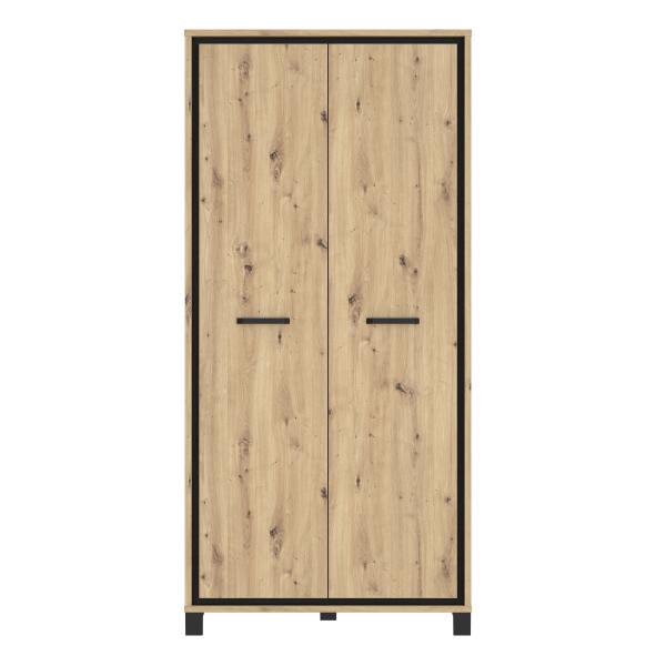 Kleiderschrank >TRONDHEIM< in Artisan Eiche / Schwarz Eiche - 99,1x209x60,3cm B/H/T