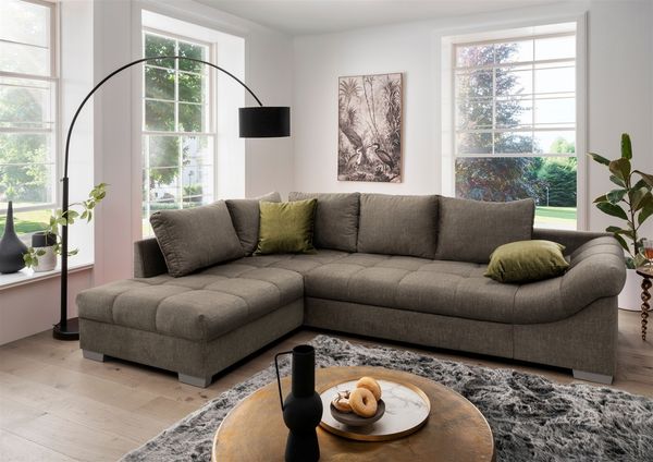 Polsterecke >Althea< Schlaffunktion, Rutsche, Bezug braun - 298x65x202 (BxHxT)