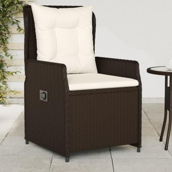 vidaXL Gartensessel 2 Stk. Verstellbar Braun Poly Rattan 368653