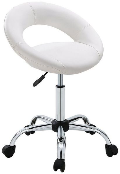 Duhome Rollhocker/Stuhl in 3 Farben mit Lehne Praxishocker Drehhocker Hocker mit Rollen Kosmetikhocker Arbeitshocker Bürohocker TYP 171XF, Weiss