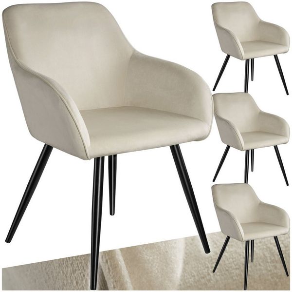 tectake Esszimmerstuhl Marilyn (4er Set, 4 St), gepolstert, in Samtoptik