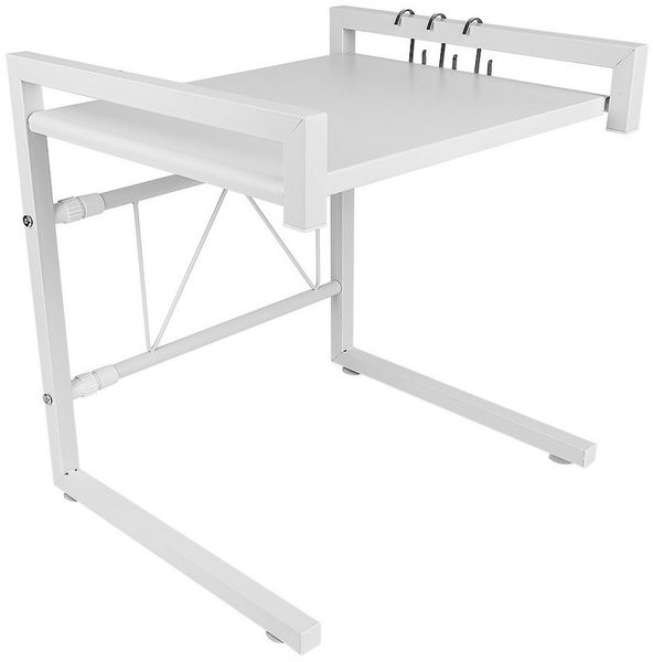 JEOBEST Regalelement Erweiterbares Mikrowellen Regal Mikrowellenhalter aus Kohlenstoffstahl, längenverstellbares Mikrowellen Regal(40-65cm) Rutschfeste Füße Weiß