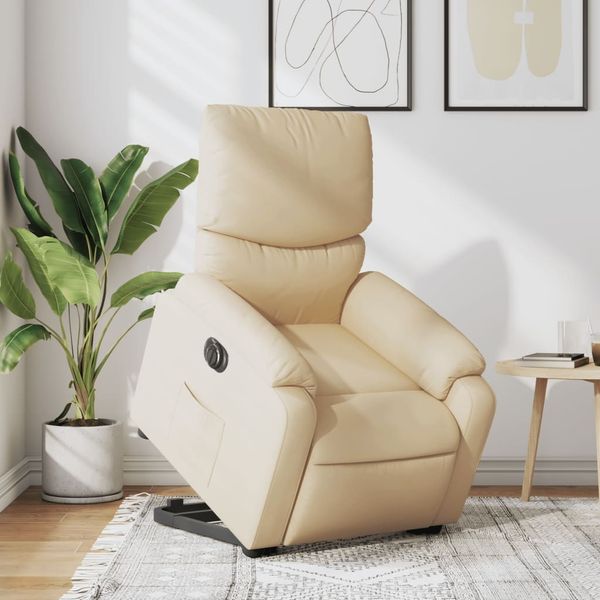 vidaXL Relaxsessel mit Aufstehhilfe Elektrisch Creme Stoff 3204857