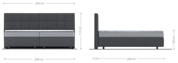 Boxspringbett Dream-Fine Mikrofaser Anthrazit Vintage 200x200 cm Bonell-Matratze PU-Topper Bild 4